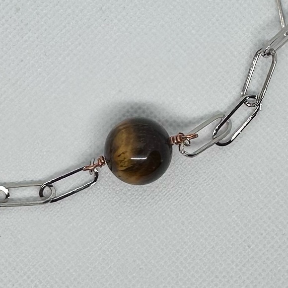 Tiger eye necklace Silver color  Chain Necklace handmade - Picture 4 of 4